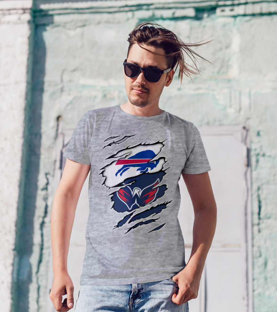 Buffalo Bills Washington Capitals Ripped Claw Marks T-Shirt