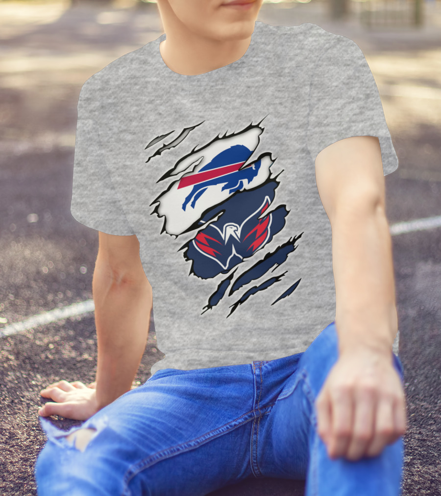 Buffalo Bills Washington Capitals Ripped Claw Marks T-Shirt