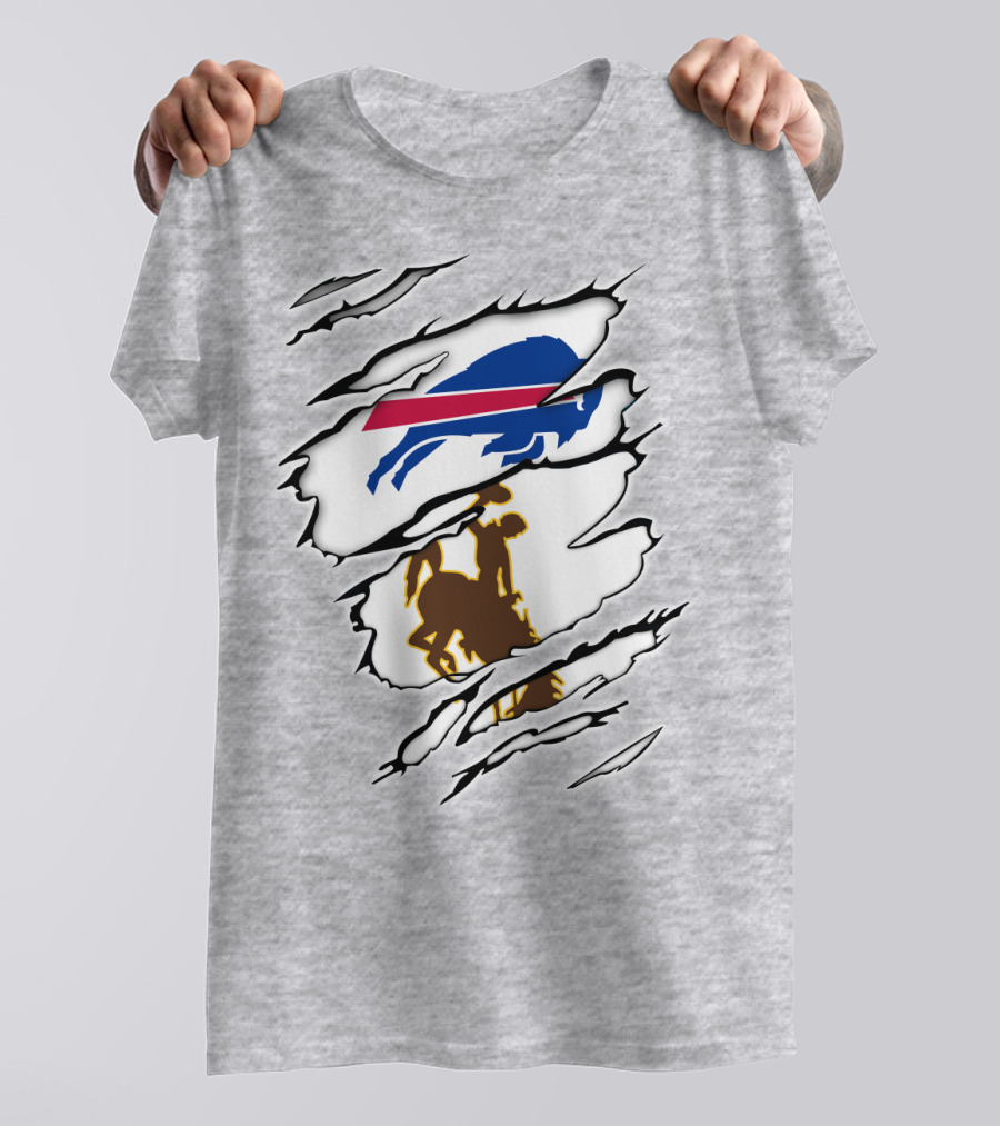 Wyoming Cowboy And Buffalo Emblem Fusion T-Shirt