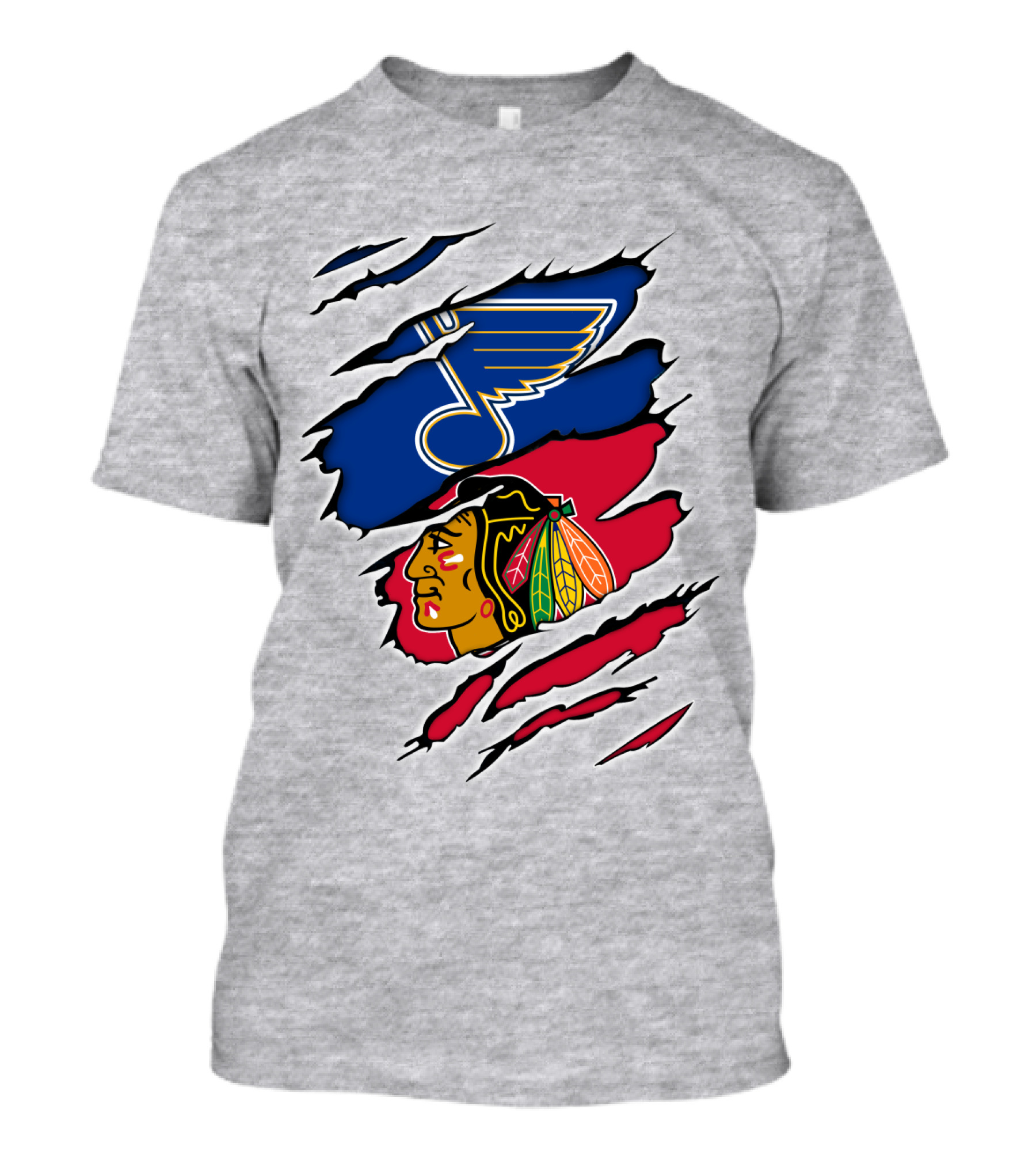Blues Blackhawks Rivalry Team Clash Logo Fan Gear T-Shirt