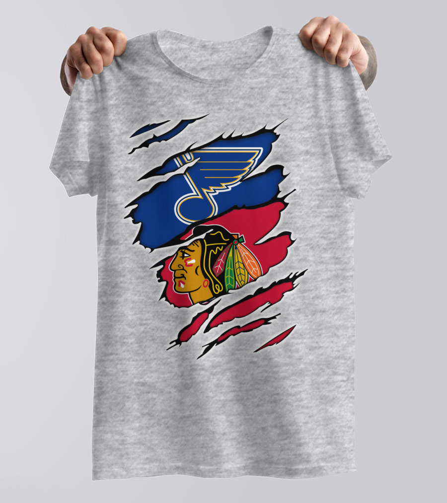 Blues Blackhawks Rivalry Team Clash Logo Fan Gear T-Shirt