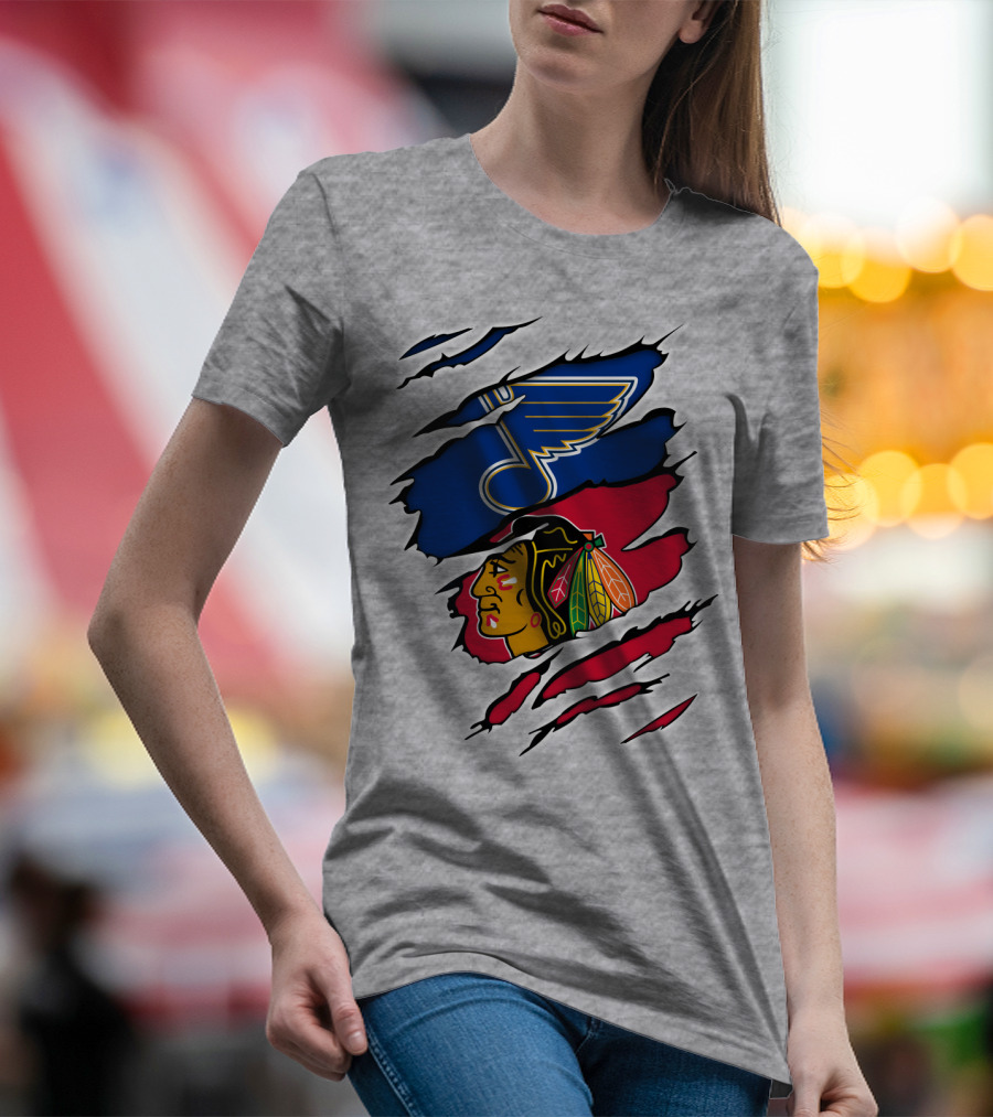 Blues Blackhawks Rivalry Team Clash Logo Fan Gear T-Shirt