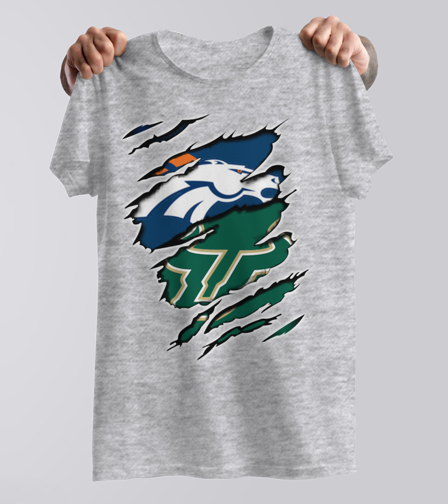 Broncos Bulls Logo Combination Tear T-Shirt