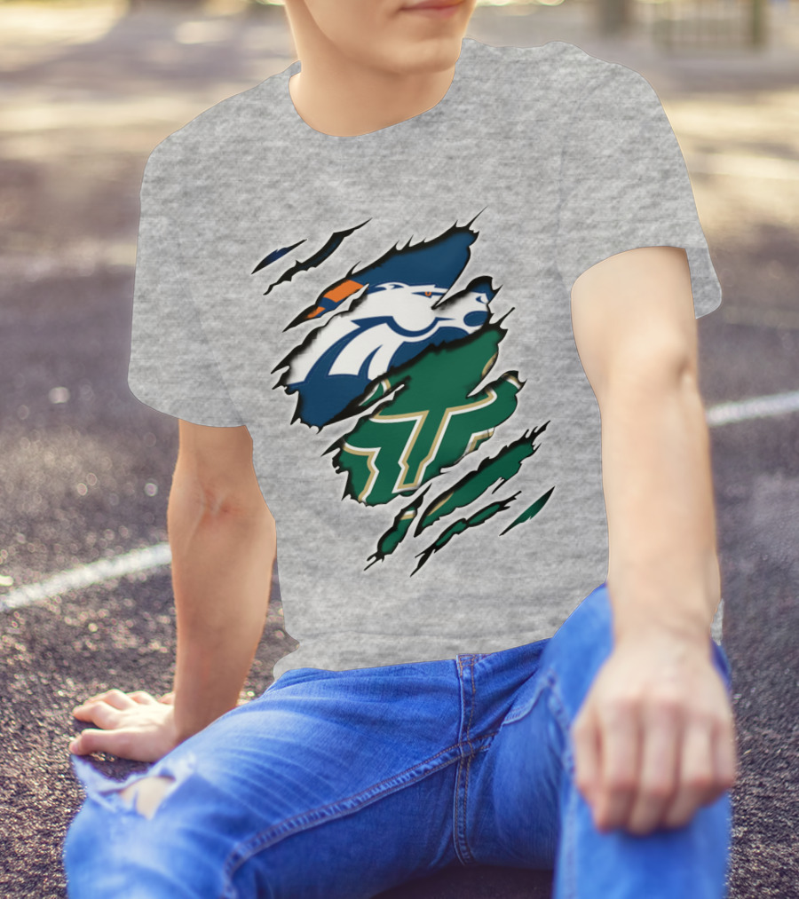 Broncos Bulls Logo Combination Tear T-Shirt