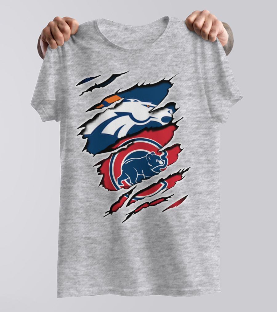 Broncos Cubs Scratching Logos Fusion T-Shirt