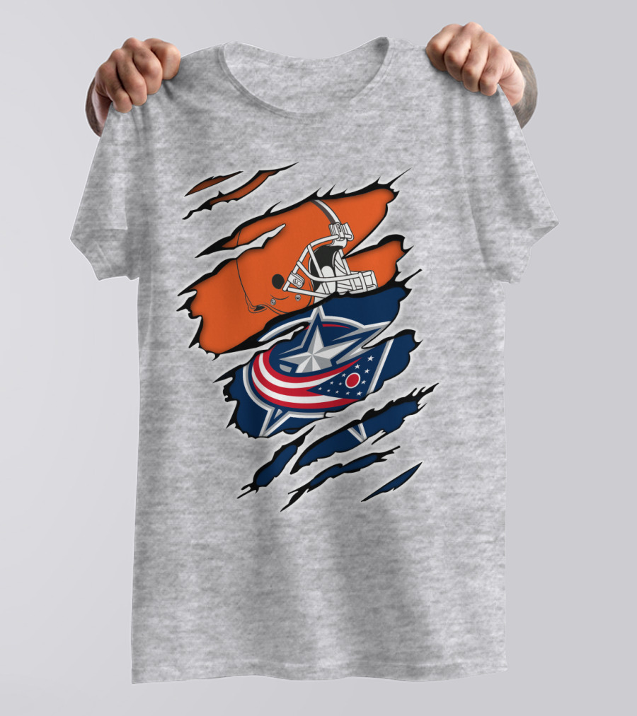 Cleveland Browns Columbus Blue Jackets Crossover T-Shirt