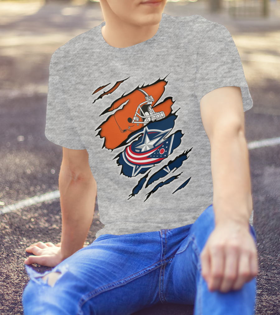 Cleveland Browns Columbus Blue Jackets Crossover T-Shirt
