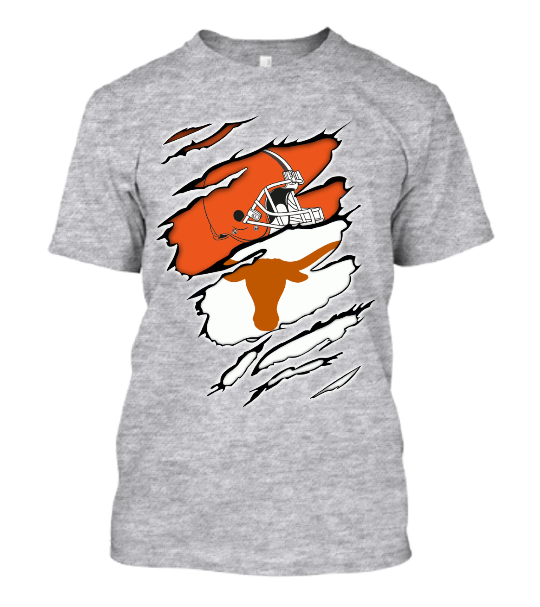 Browns Helmet Longhorns Horns Football Fusion T-Shirt