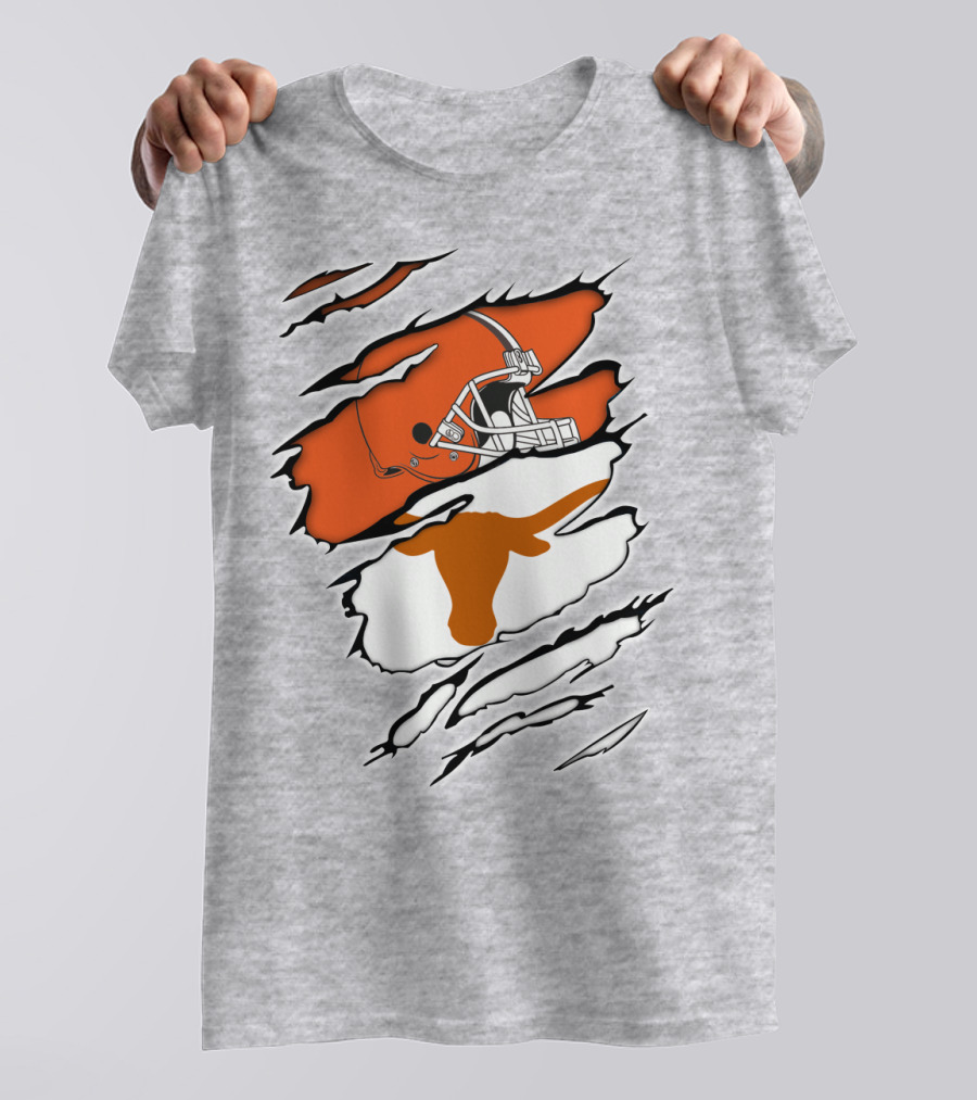 Browns Helmet Longhorns Horns Football Fusion T-Shirt