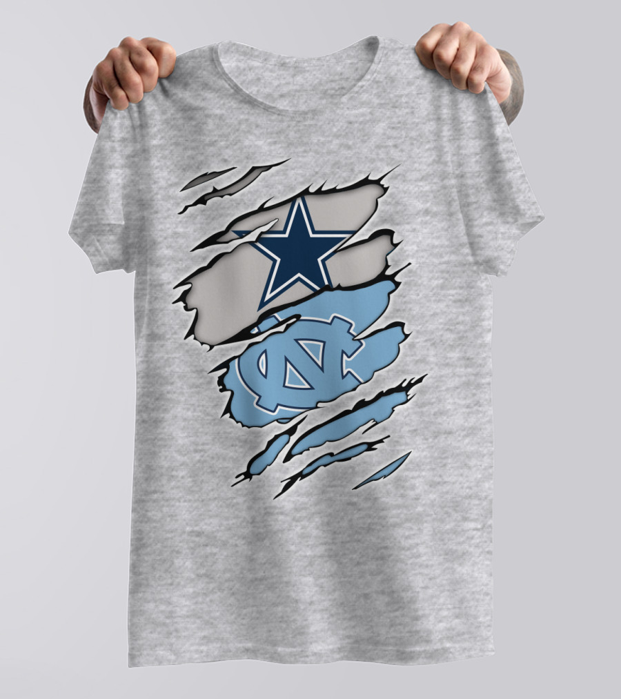 Dallas Cowboys UNC Tar Heels Rip Claw Marks T-Shirt