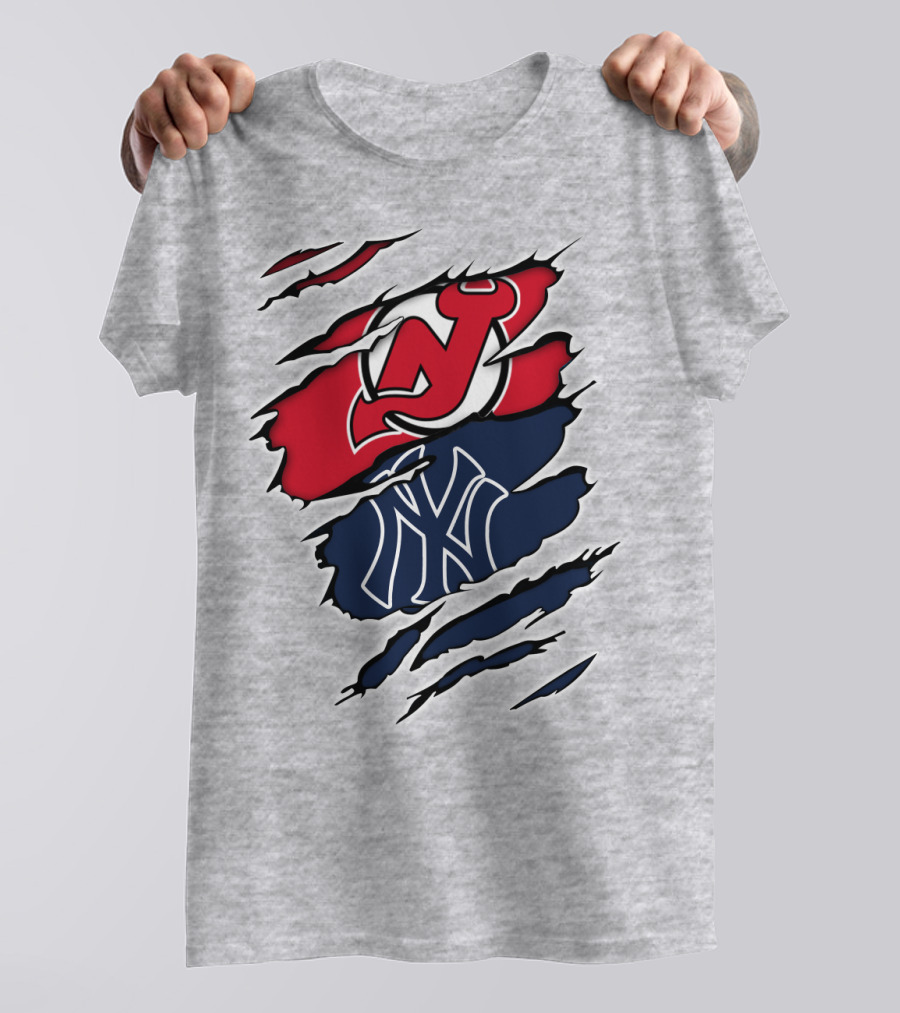 New Jersey Devils New York Yankees Fan Crossover T-Shirt