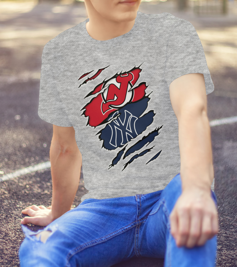 New Jersey Devils New York Yankees Fan Crossover T-Shirt