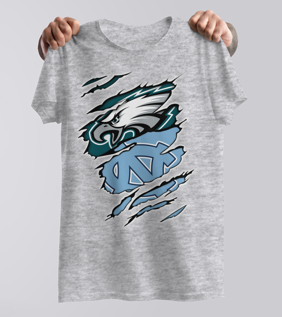 Philadelphia Eagles North Carolina Tar Heels Logo Fusion T-Shirt