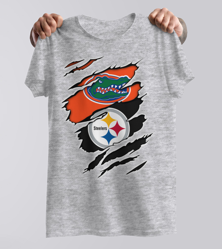 Gators Steelers Florida Football Team Ripped T-Shirt