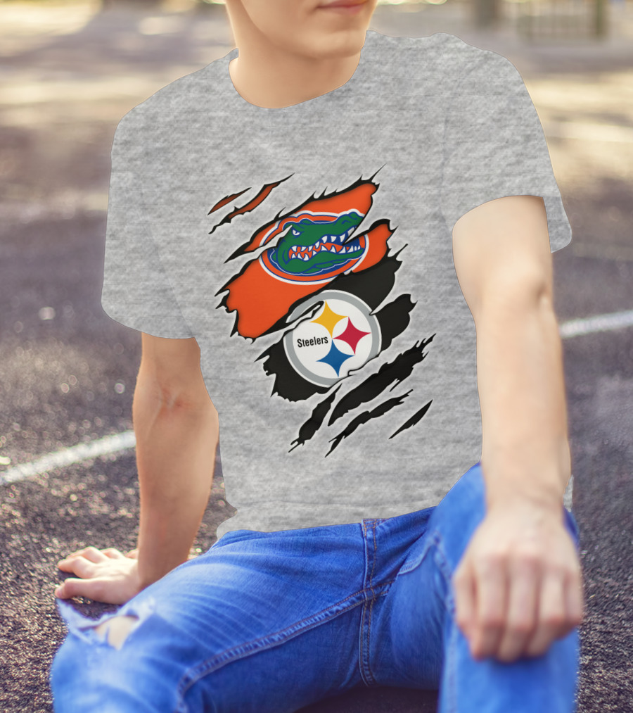 Gators Steelers Florida Football Team Ripped T-Shirt