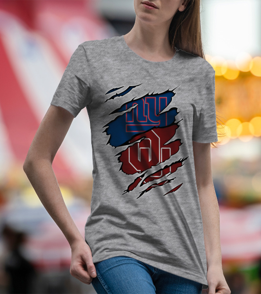 New York Giants OU Oklahoma Football Fusion T-Shirt