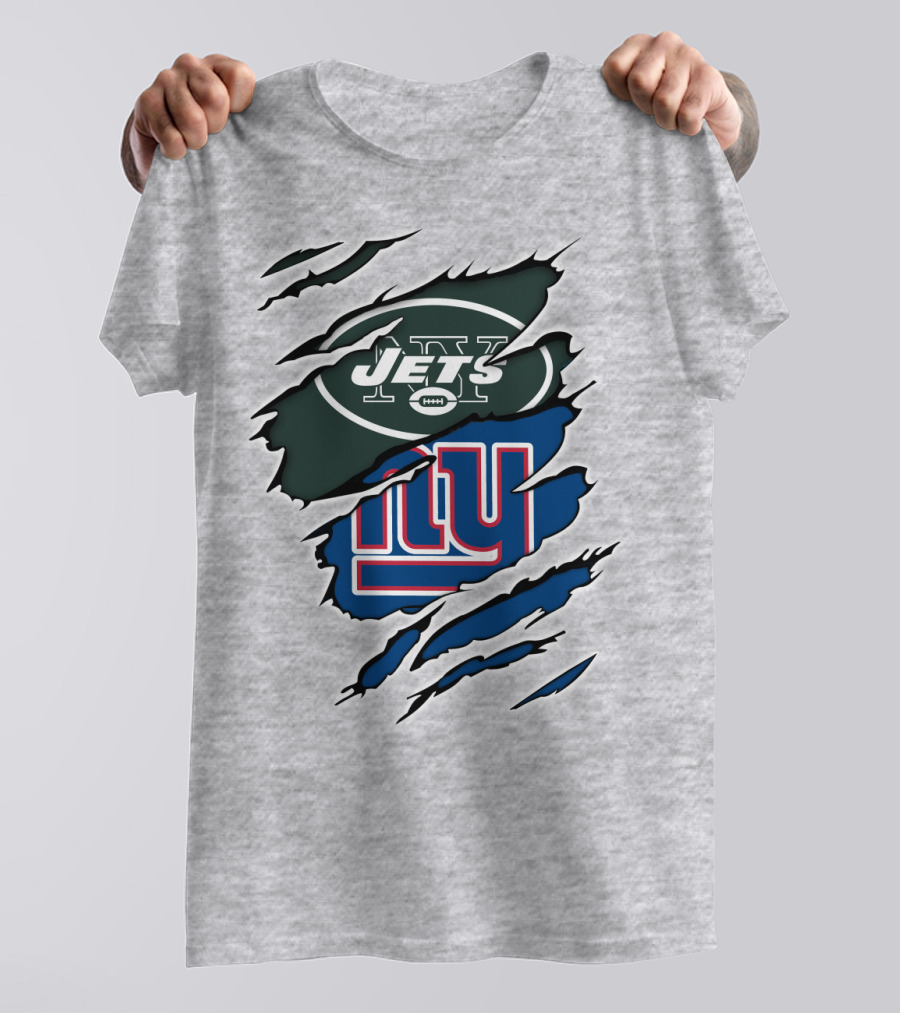 Jets Giants Logo Ripped T-Shirt