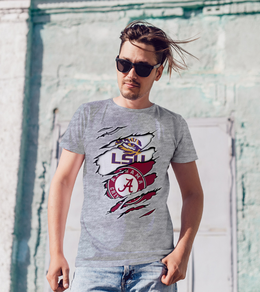 LSU Tigers Alabama Crimson Tide Rivalry Claw Marks T-Shirt