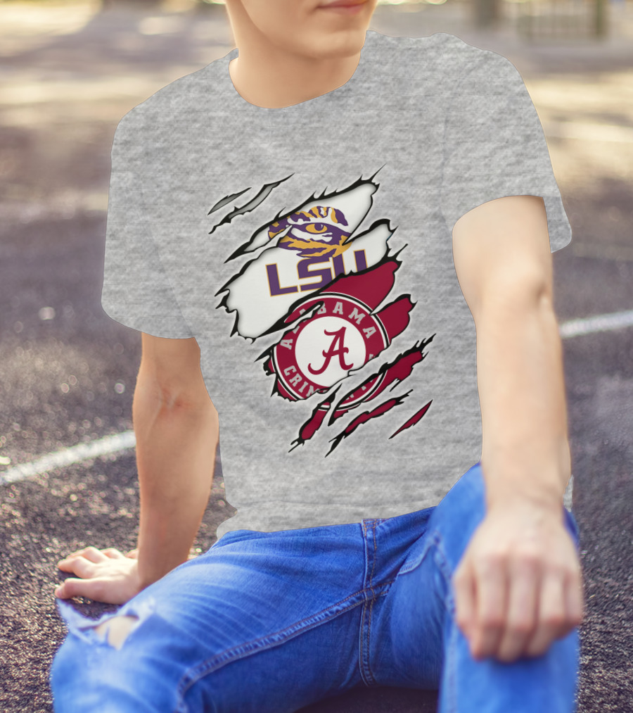 LSU Tigers Alabama Crimson Tide Rivalry Claw Marks T-Shirt