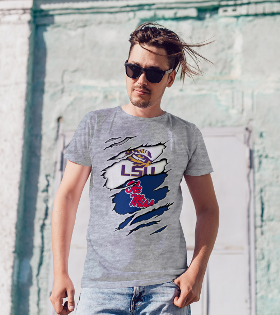 LSU Tigers Ole Miss Rebels Splattered Team T-Shirt