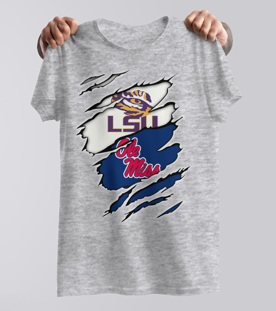 LSU Tigers Ole Miss Rebels Splattered Team T-Shirt