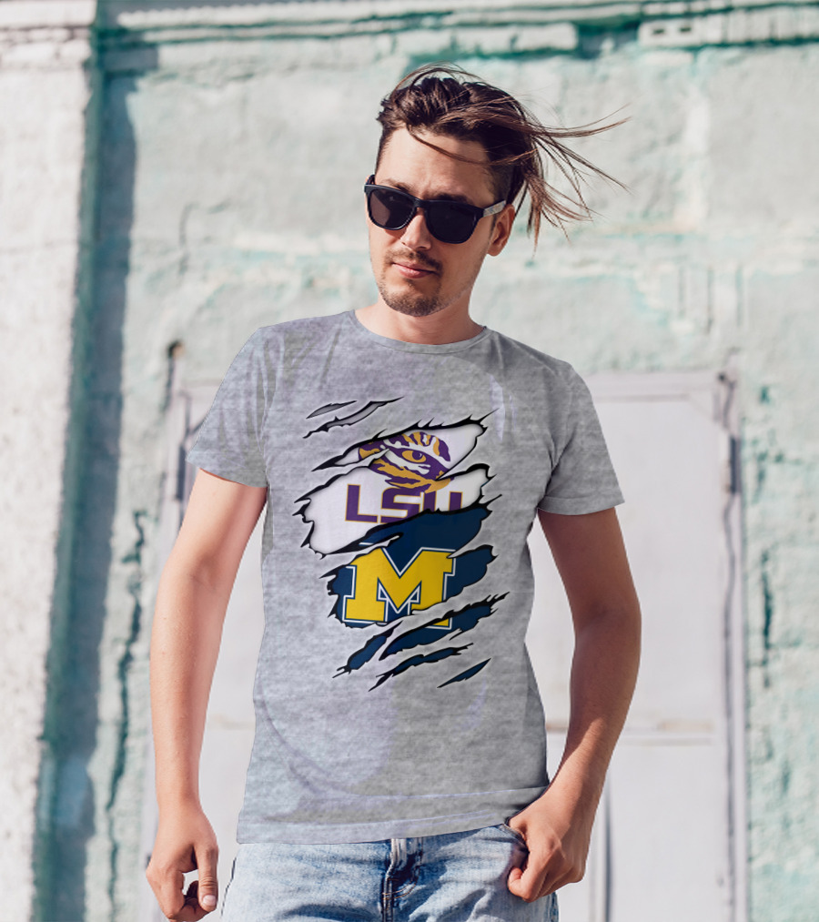 LSU Tigers Michigan Wolverines Claw Logo Mashup T-Shirt