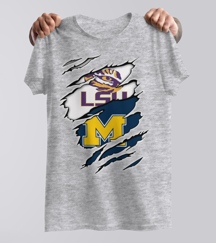 LSU Tigers Michigan Wolverines Claw Logo Mashup T-Shirt