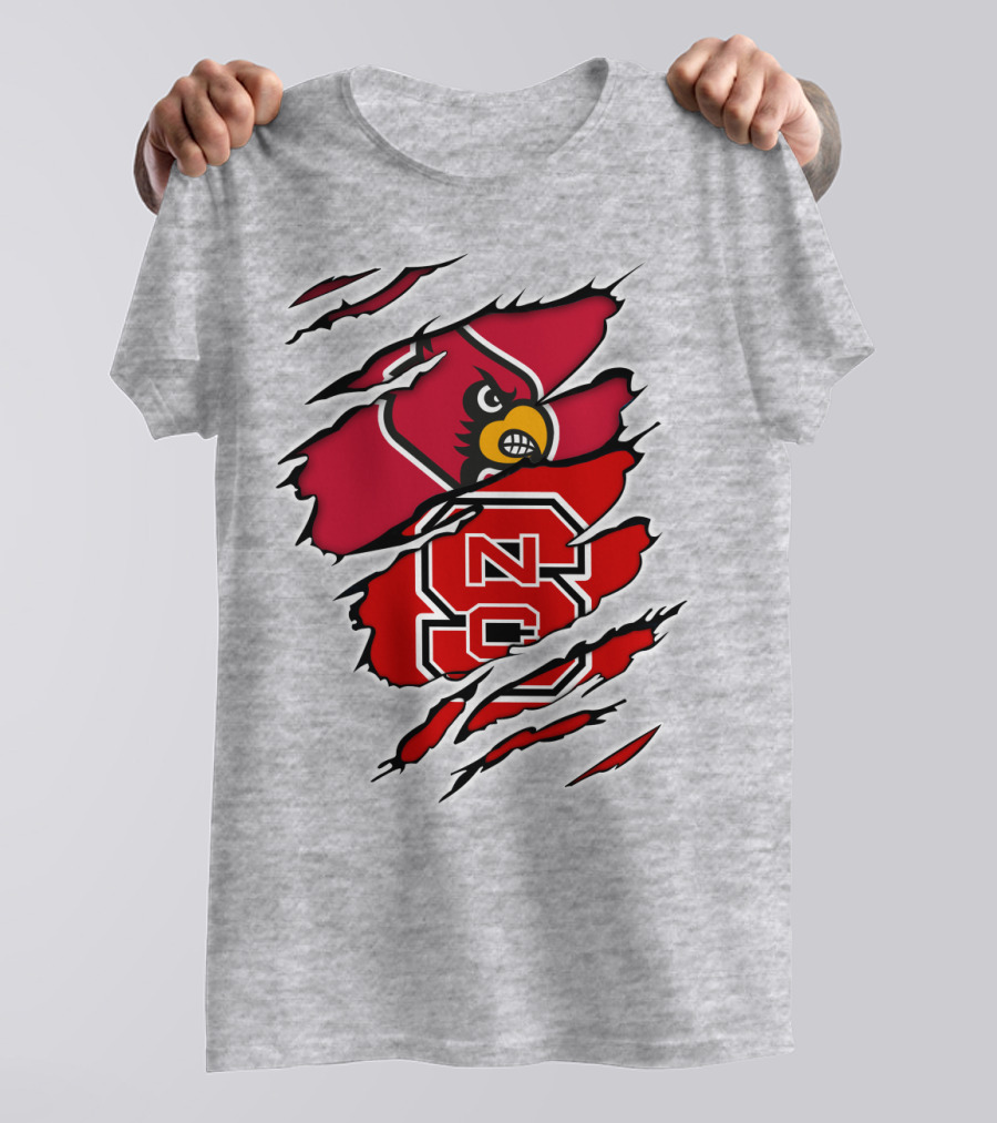 NC State Wolfpack Louisville Cardinals Torn T-Shirt