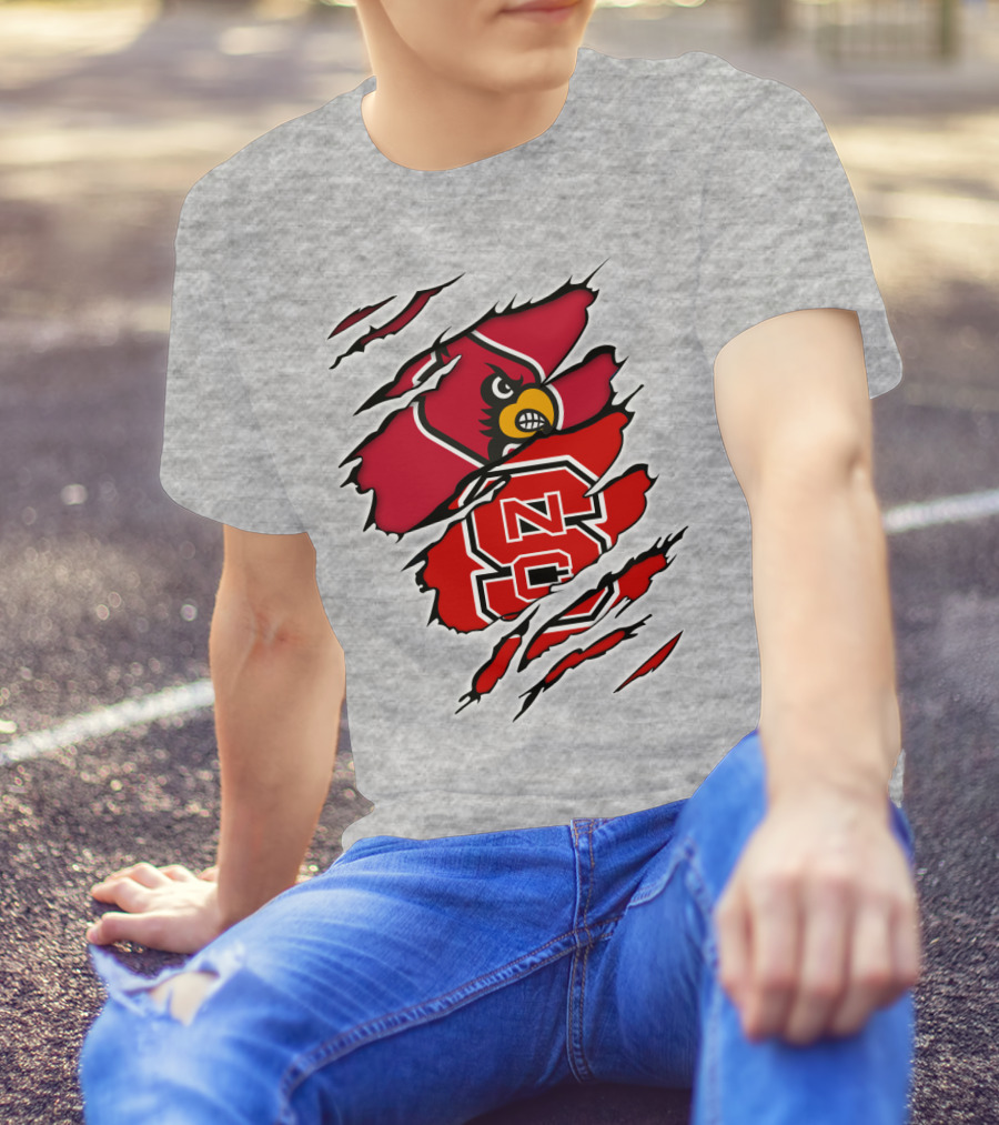 NC State Wolfpack Louisville Cardinals Torn T-Shirt