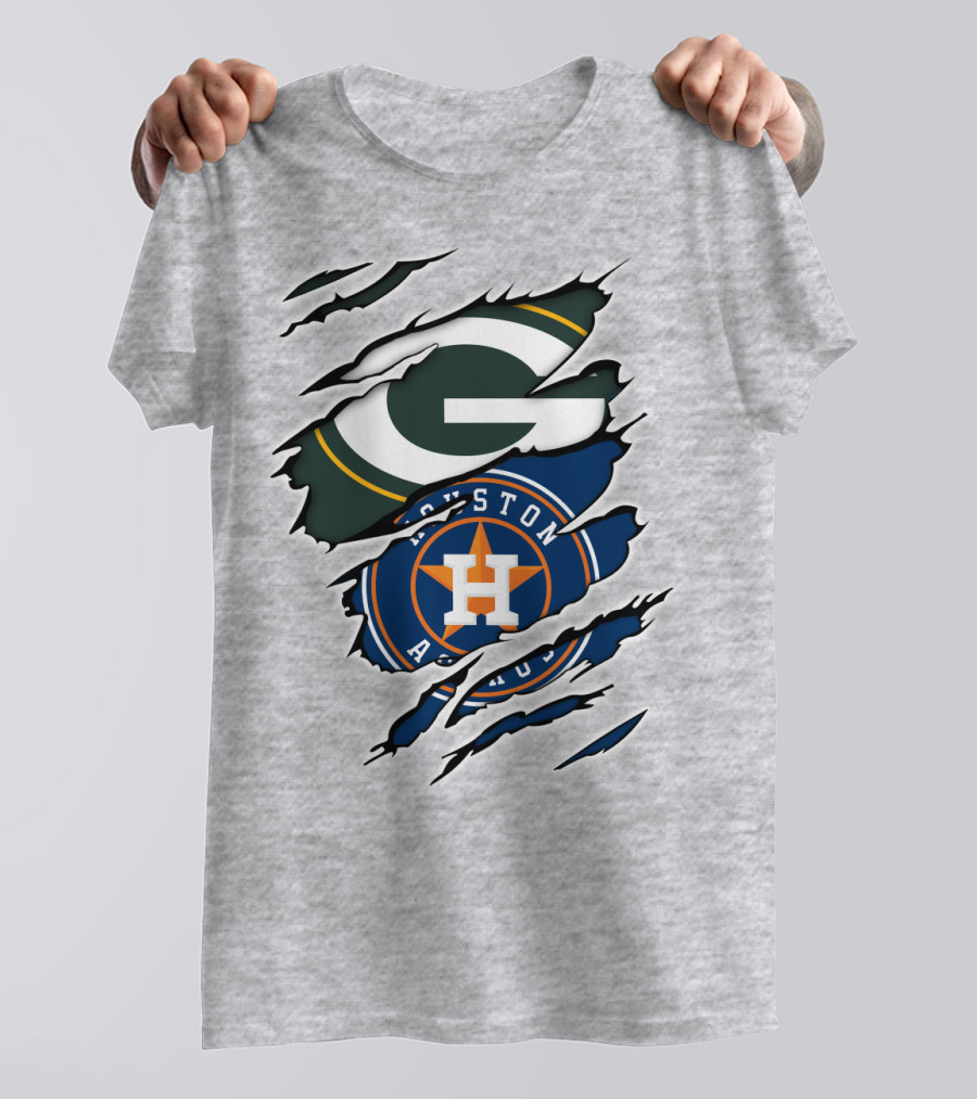 Green Bay Packers Houston Astros Claw Marks T-Shirt