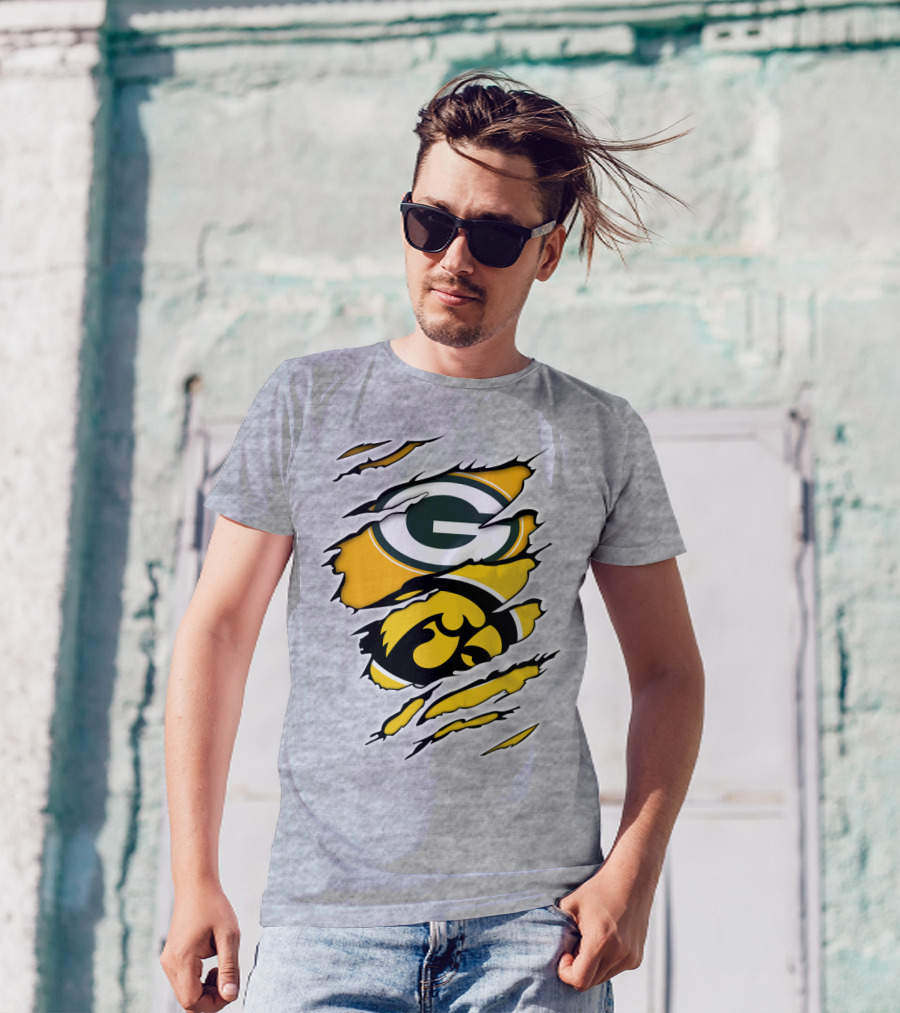 Packers Hawkeyes Logo Crossover Claw Marks T-Shirt