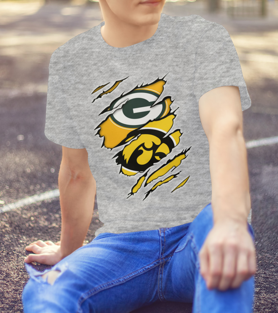 Packers Hawkeyes Logo Crossover Claw Marks T-Shirt