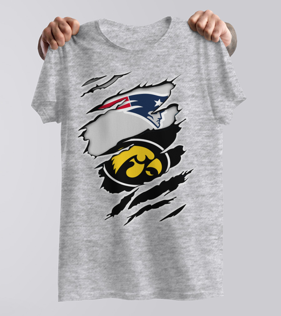 Patriots And Hawkeyes Logos With Torn Effect T-Shirt