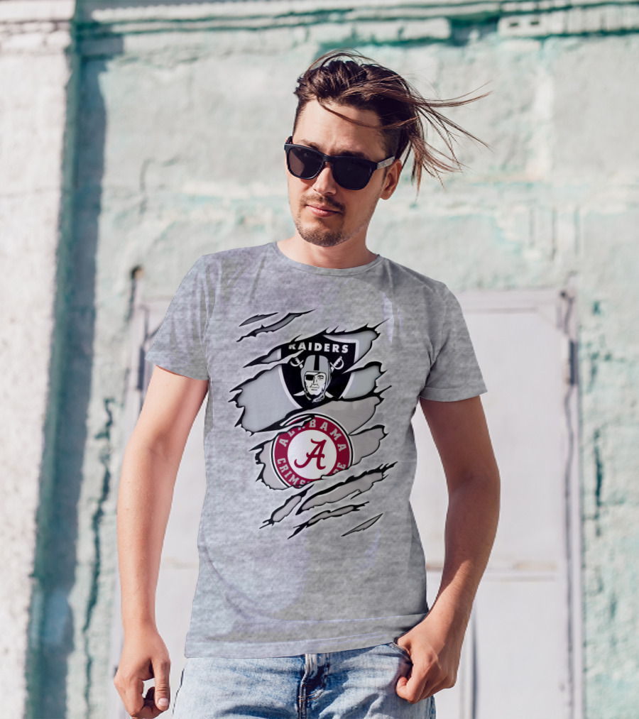 Raiders Alabama Crimson Tide Logo Mashup T-Shirt