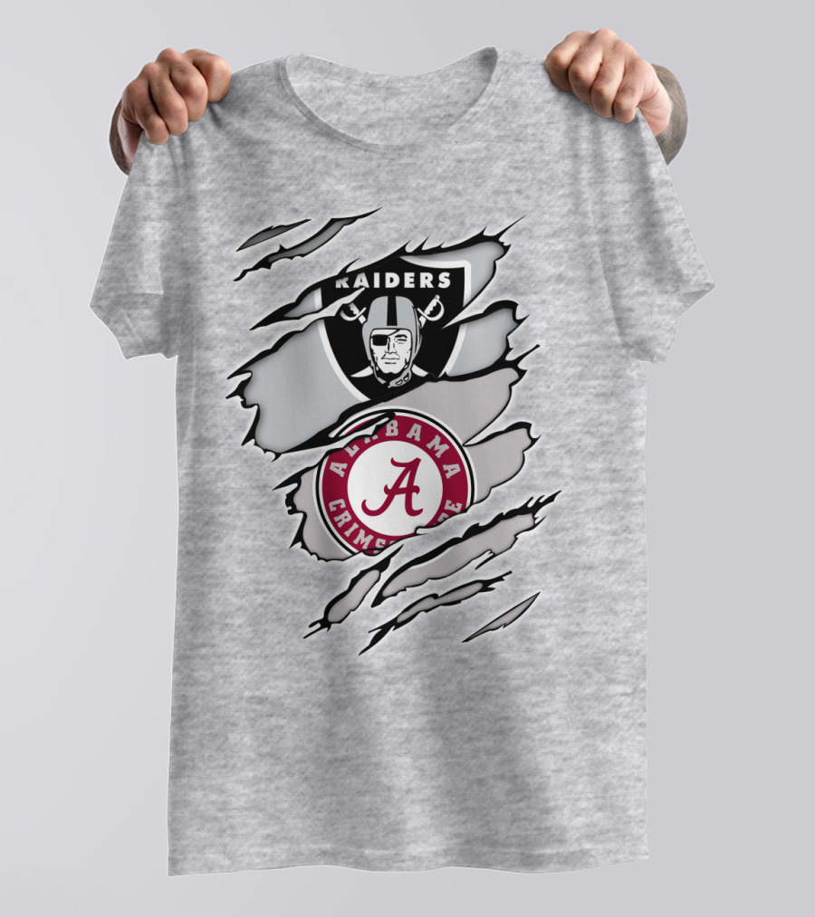 Raiders Alabama Crimson Tide Logo Mashup T-Shirt