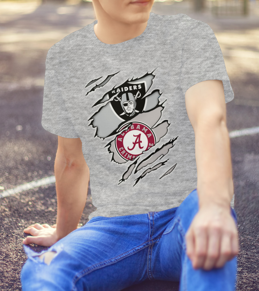 Raiders Alabama Crimson Tide Logo Mashup T-Shirt