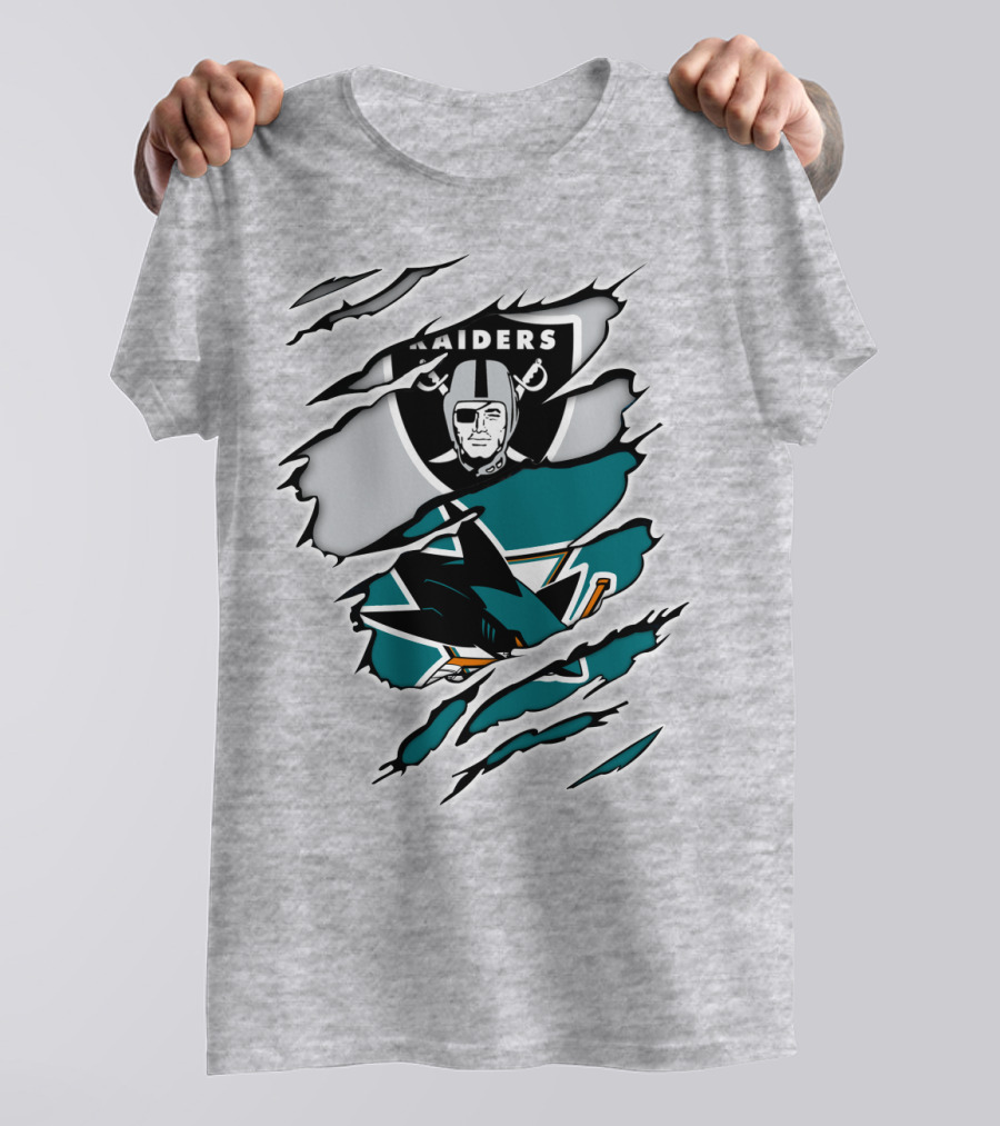 Raiders Sharks Logo Ripped T-Shirt