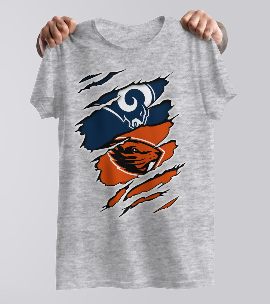 Ram Beavers NFL Meets College Mascot Fusion T-Shirt