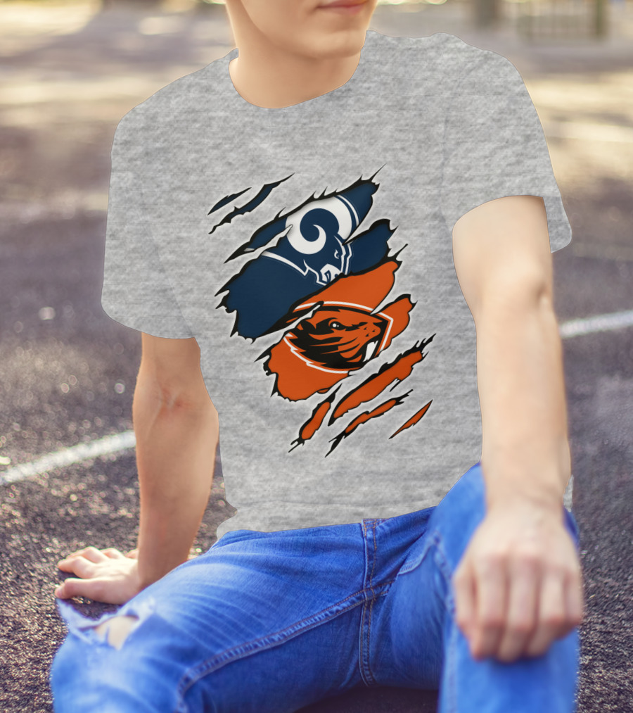 Ram Beavers NFL Meets College Mascot Fusion T-Shirt