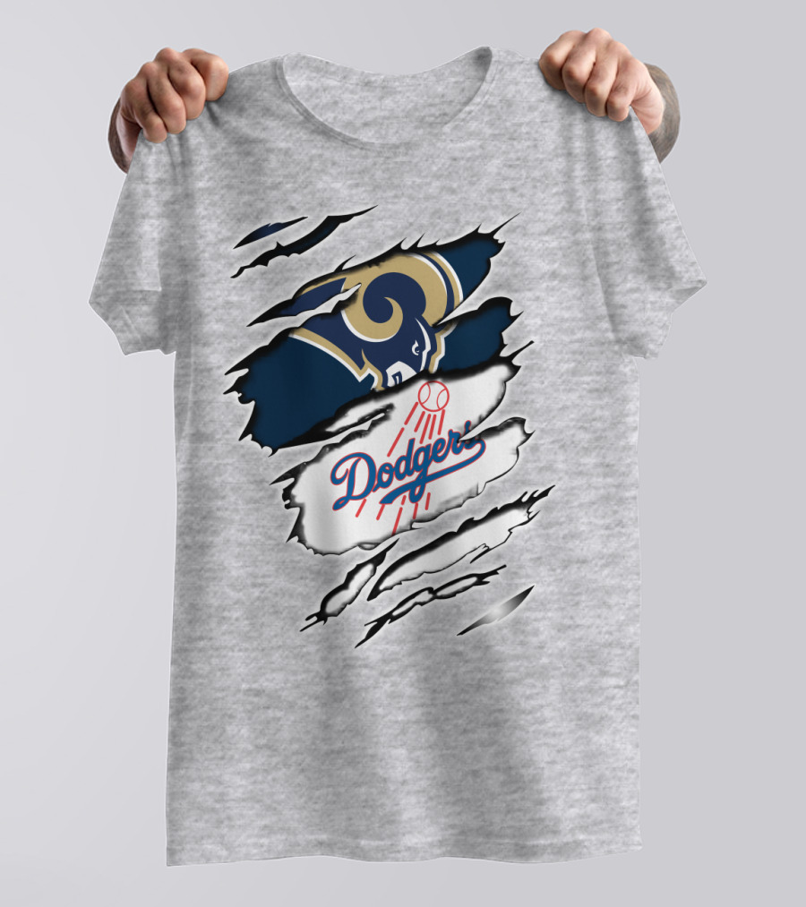 Dodger And Ram Logo Fusion Tearing Effect T-Shirt