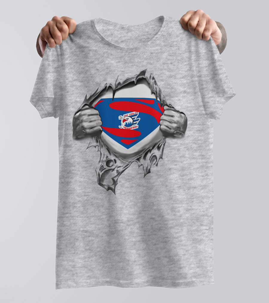 Adler Mannheim Superman Die Adler Logo Breaking Through Hands T-Shirt