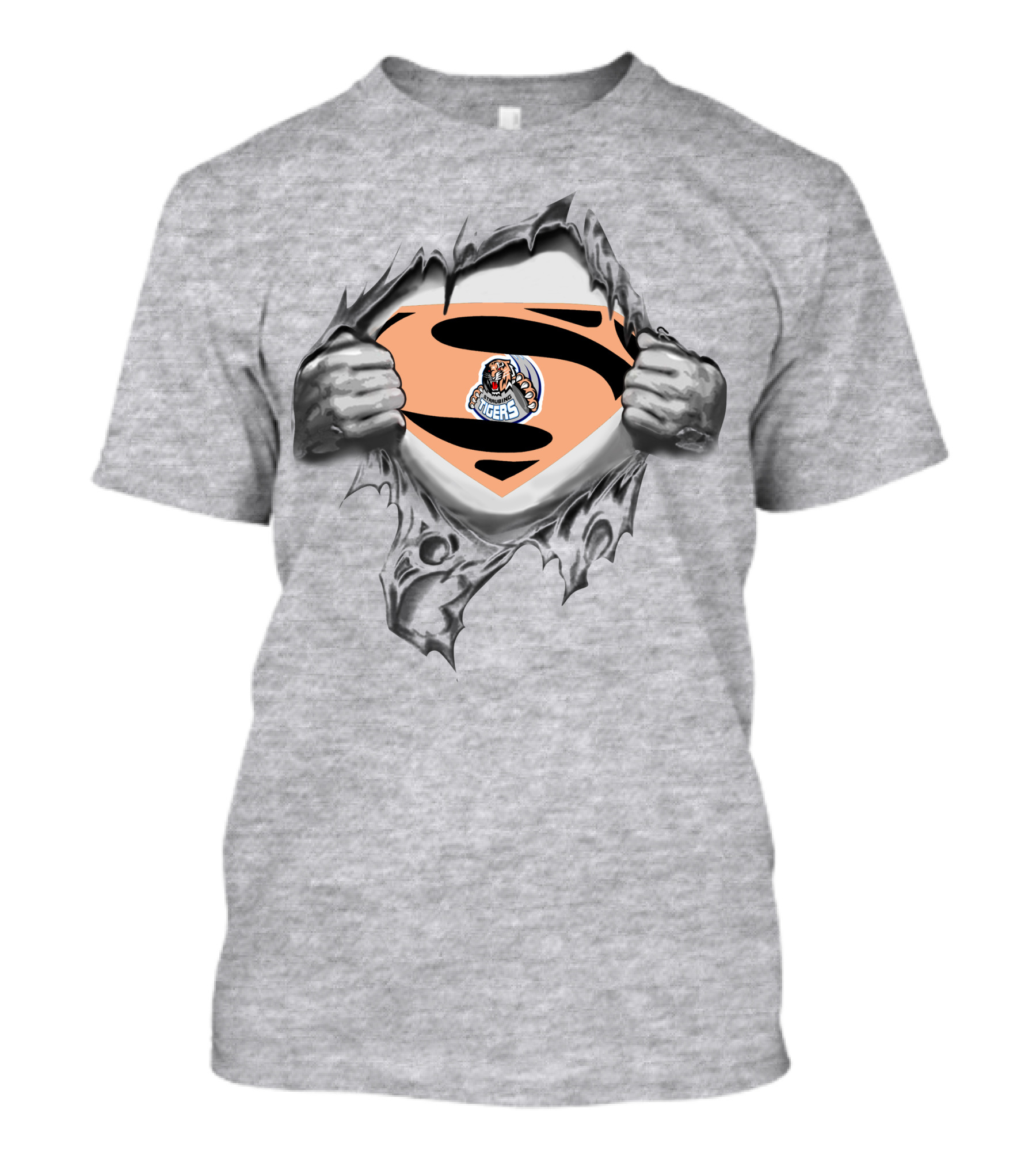 Straubing Tigers Superman Logo Tear Reveal T-Shirt