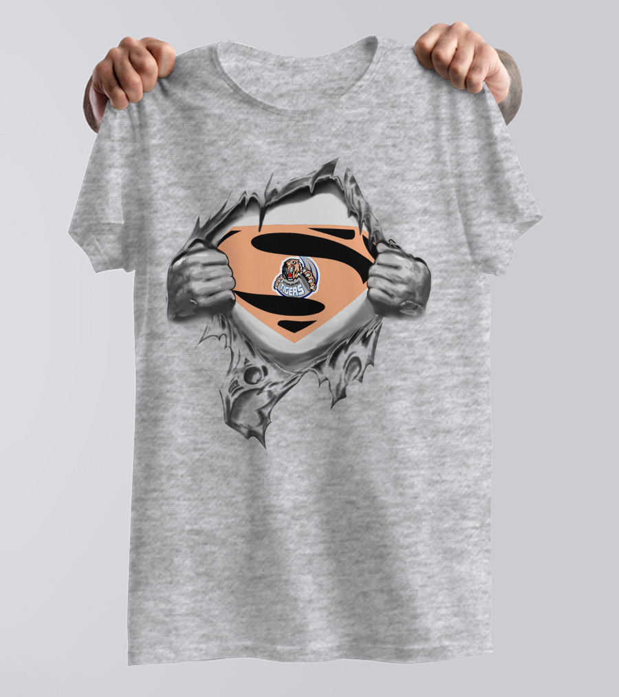 Straubing Tigers Superman Logo Tear Reveal T-Shirt