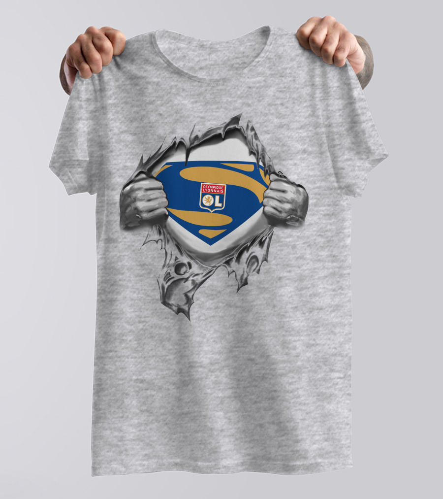 Olympique Lyonnais Superman Logo With Ripped T-Shirt