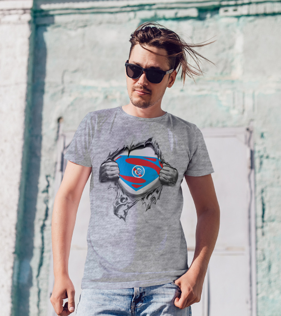 Rc Strasbourg Alsace Superman Logo Rip T-Shirt
