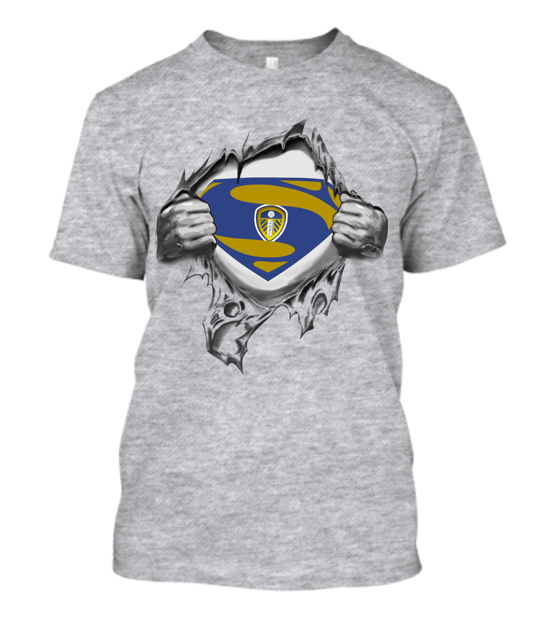 Leeds United Superman Logo Torn Fabric T-Shirt
