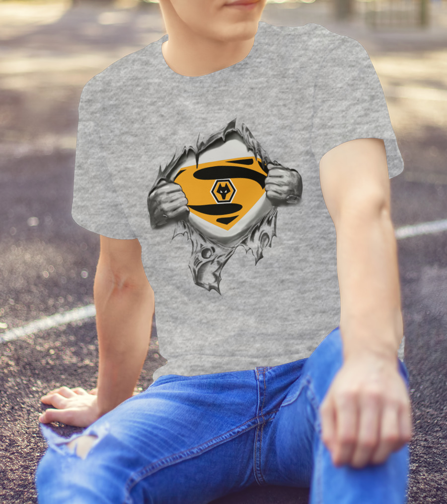 Wolverhampton Wanderers Superman Shield Logo Tear T-Shirt