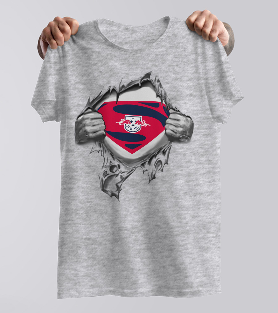 DFL RB Leipzig Superman Logo Inside Ripping Superhero Chest T-Shirt