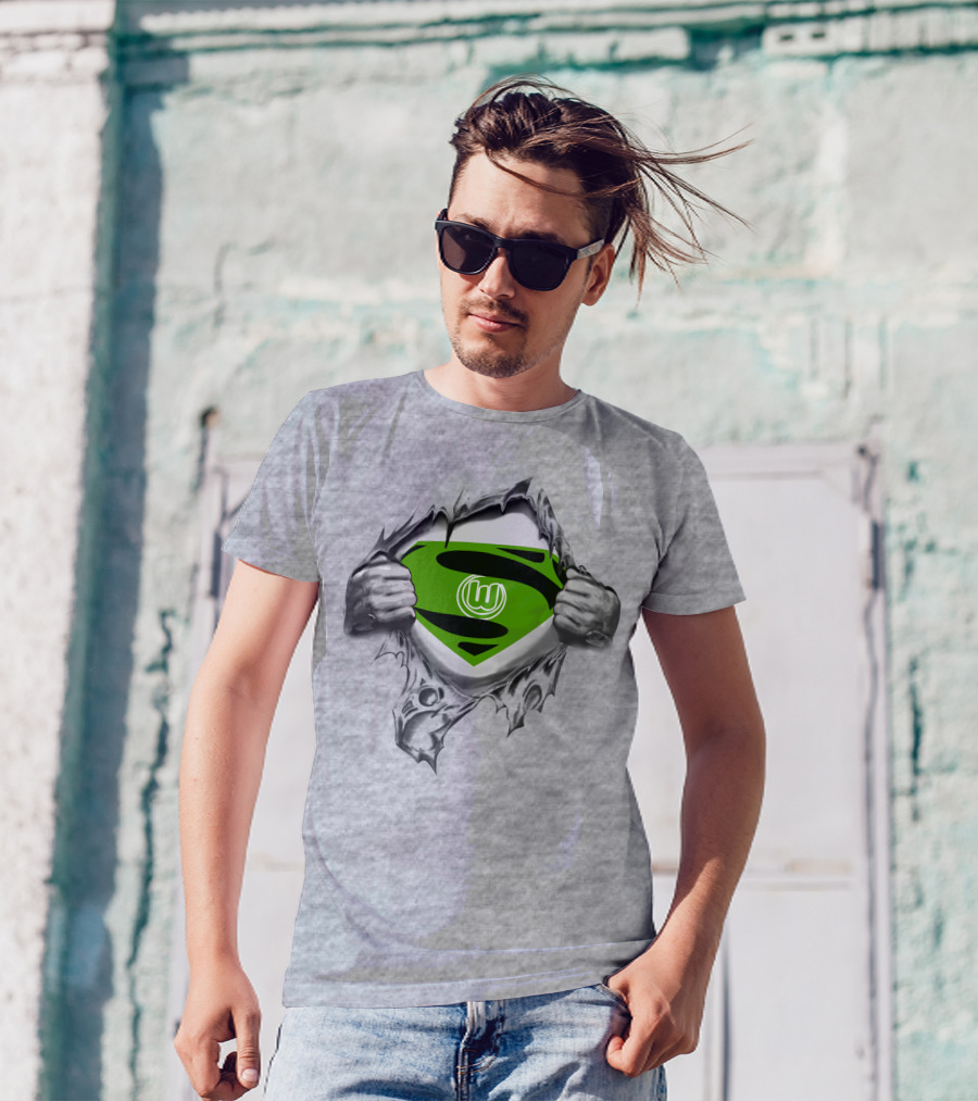 DFL VfL Wolfsburg Superman Shield Logo Rip T-Shirt