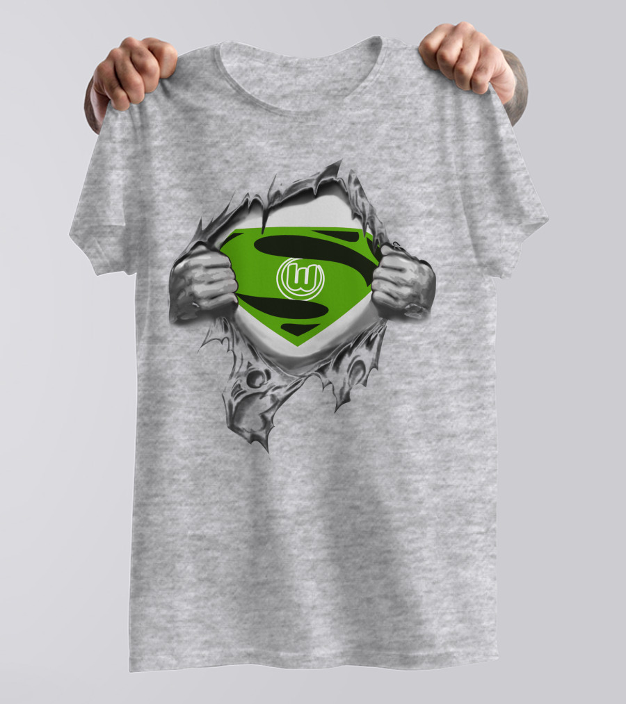 DFL VfL Wolfsburg Superman Shield Logo Rip T-Shirt